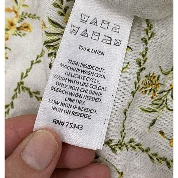 Joie Pants Ivory Floral Size M 100% Linen Wide Leg Ankle Cropped - Picture 3 of 10